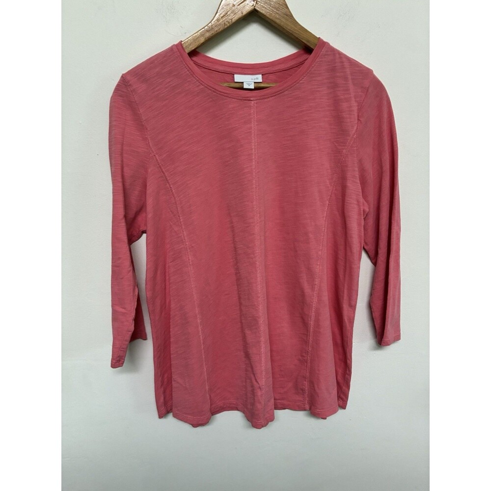 J. Jill Pink Knit Round Neck 3/4 Sleeve Pullover Blouse Women’s Size M 100% Pima